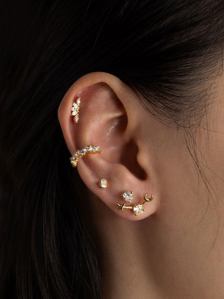 Birthstone Gold Flat Back Earring