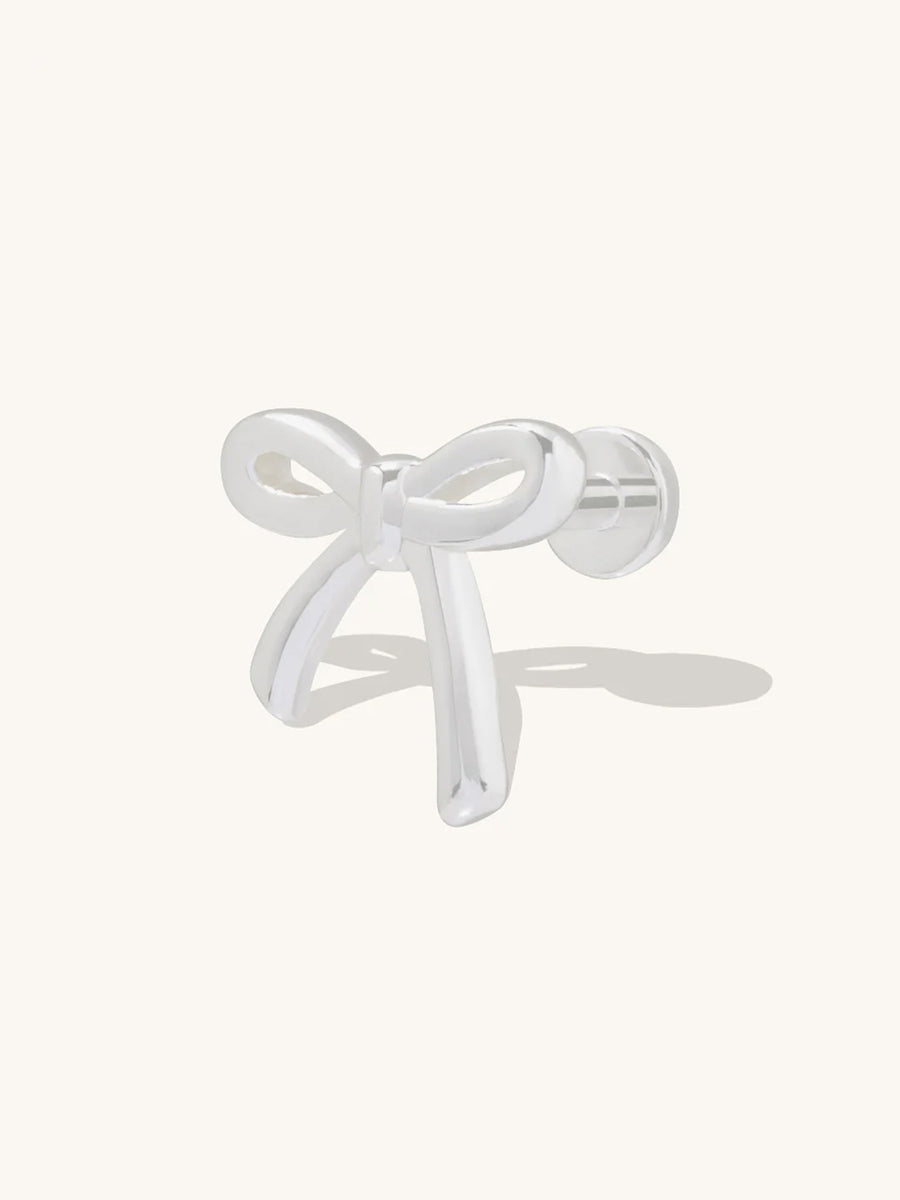 Bow Silver Flat Back Earring