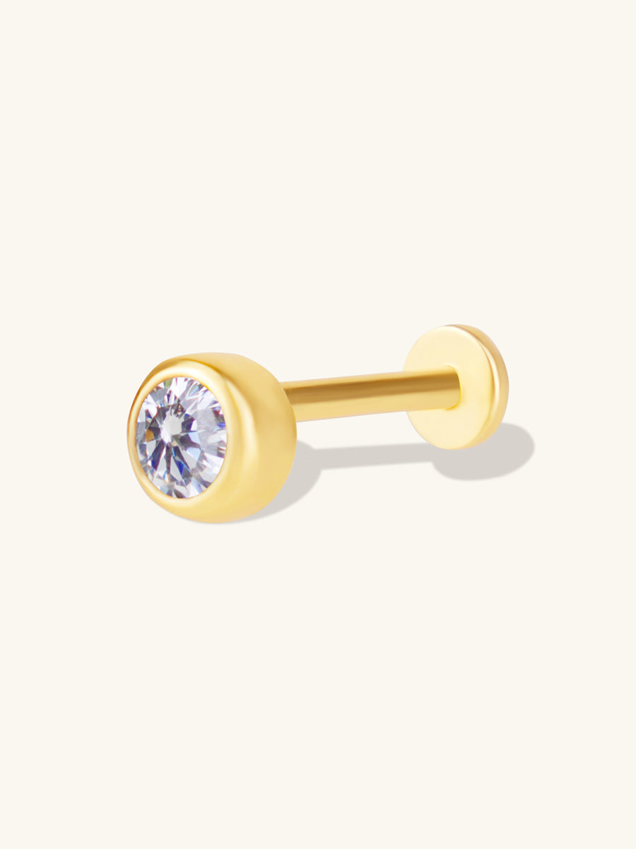 Brilliant Bezel Gold Flat Back Earring