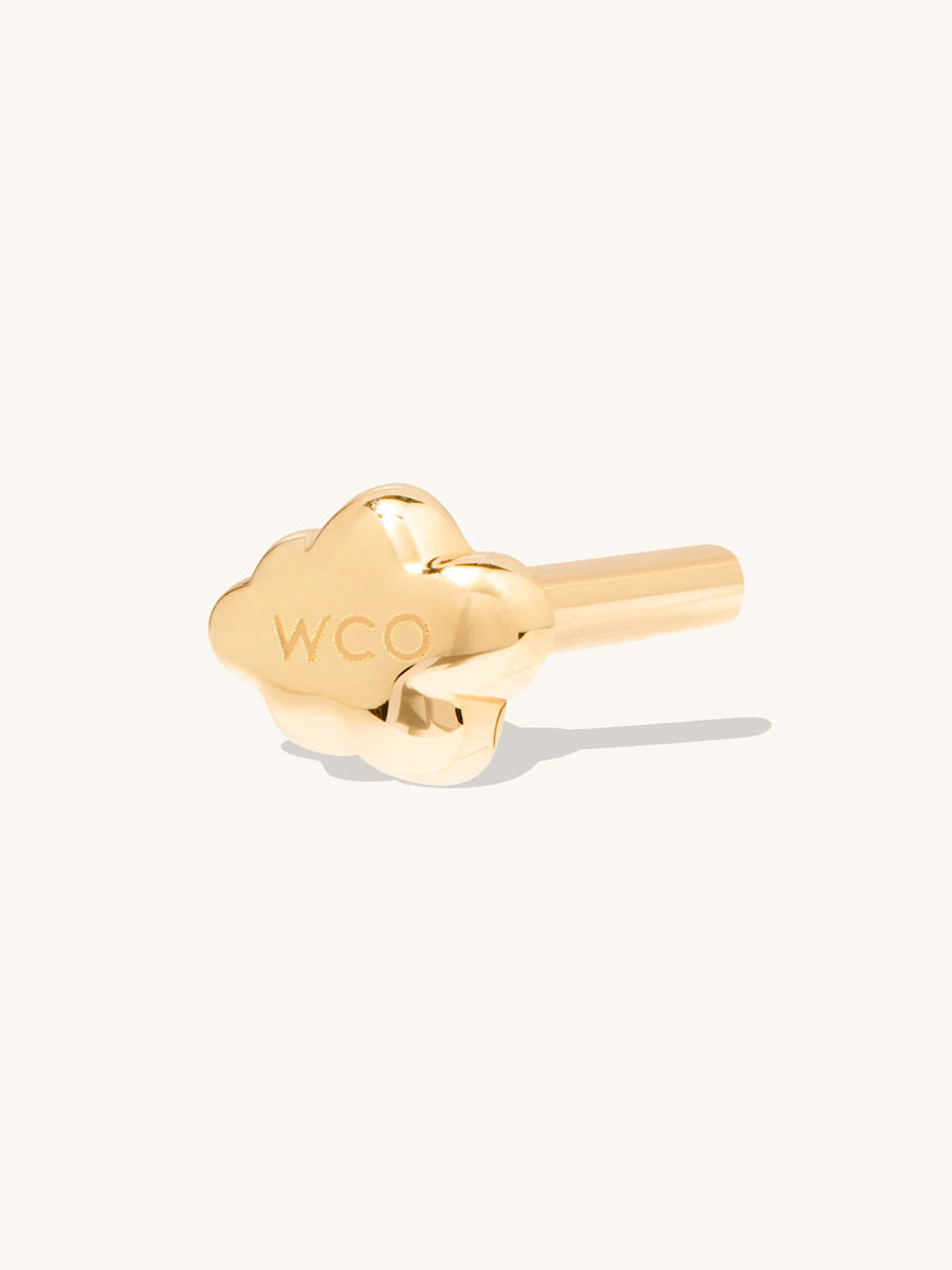 Cloud 14K Solid Gold Flat Back Earring Post
