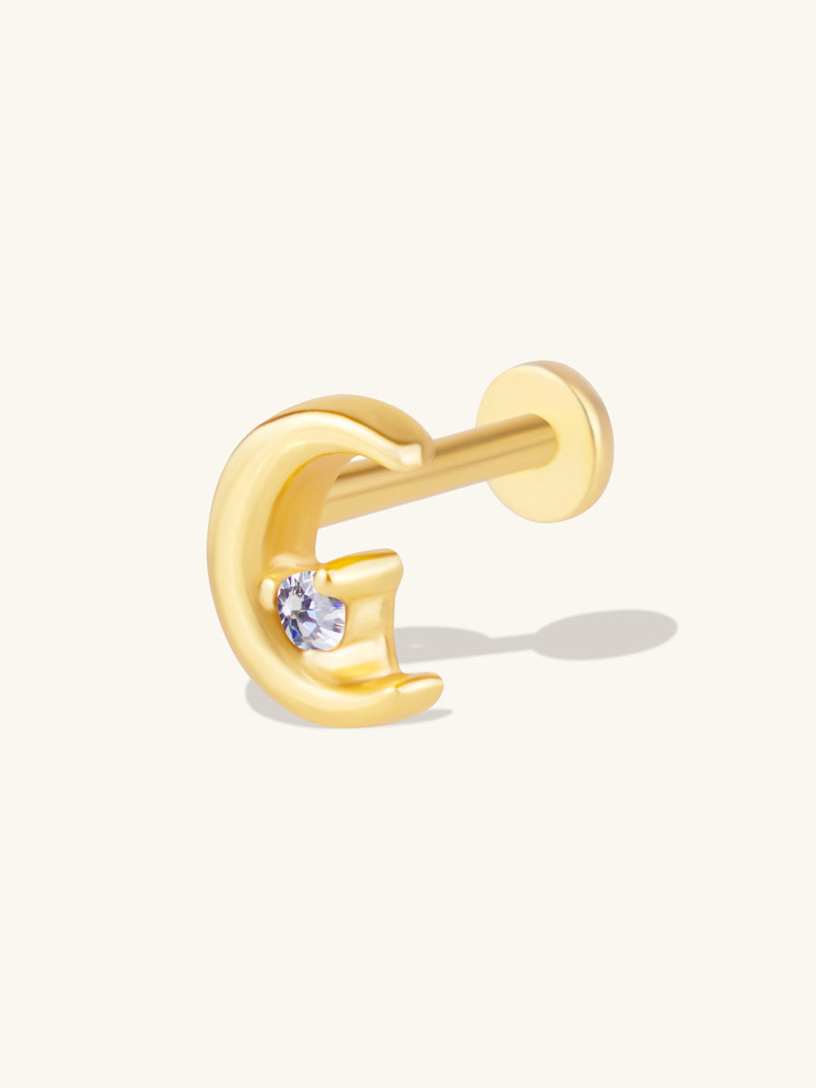 Crescent Diamante Gold Flat Back Earring