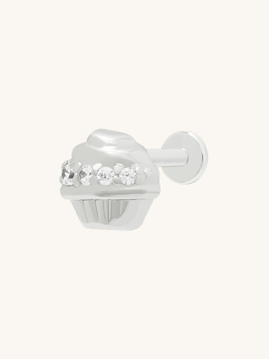 Cupcake Silver Flat Back Earring