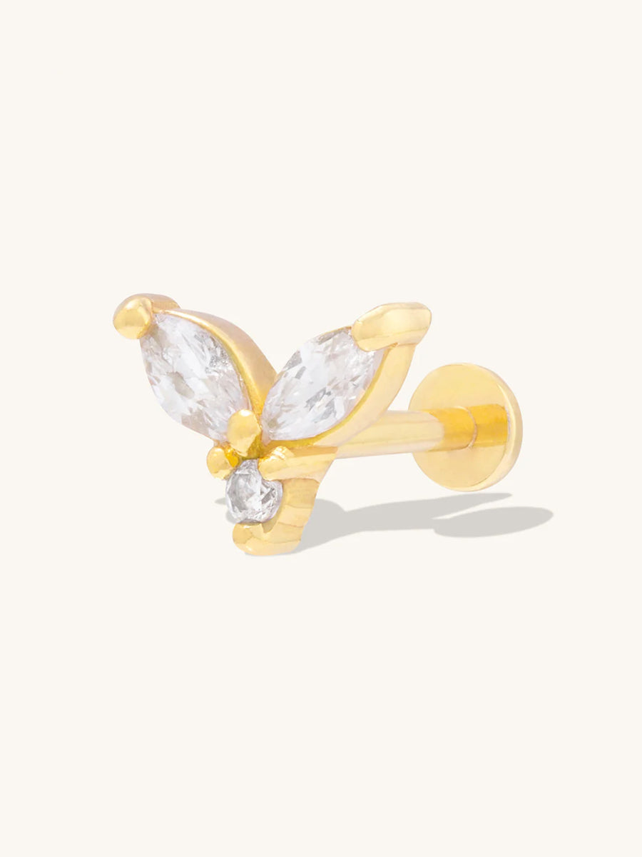Marquise Cluster Gold Flat Back Earring