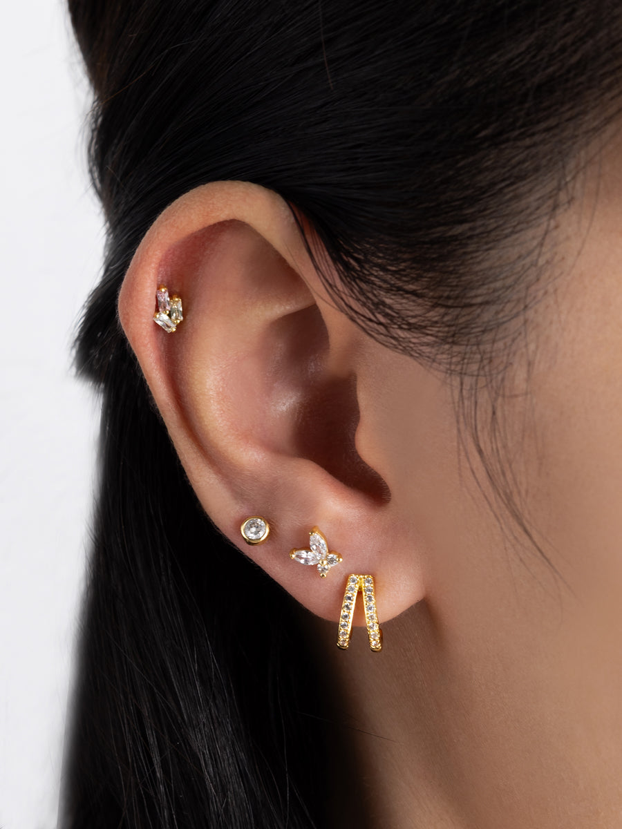 Brilliant Bezel Gold Flat Back Earring