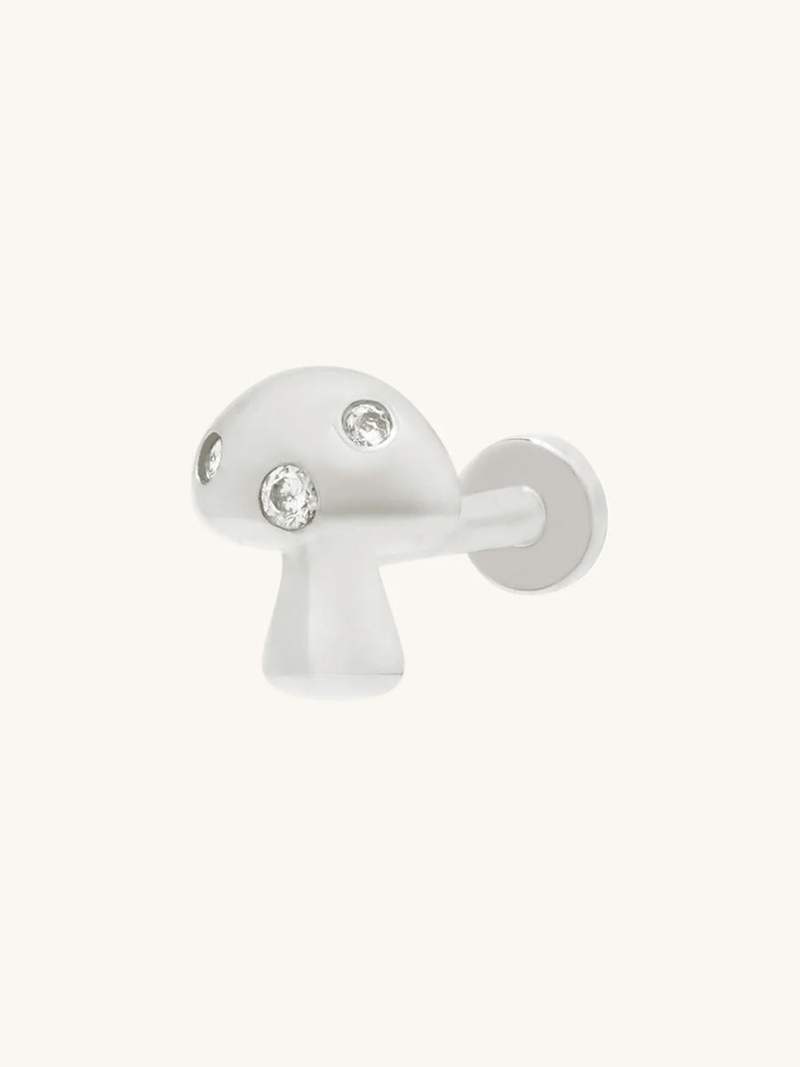 Mushroom Silver Flat Back Earring