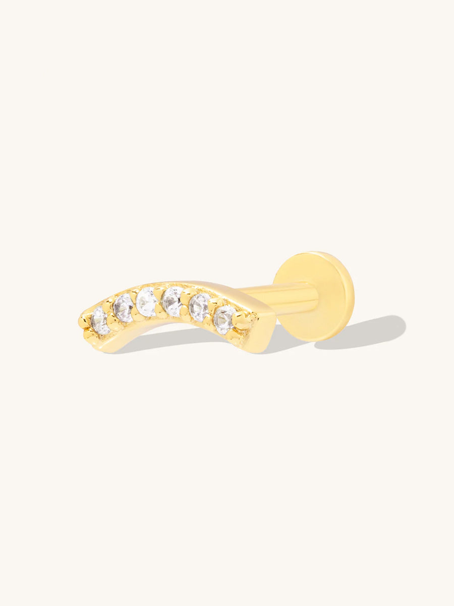 Pave Curve Gold Flat Back Earring