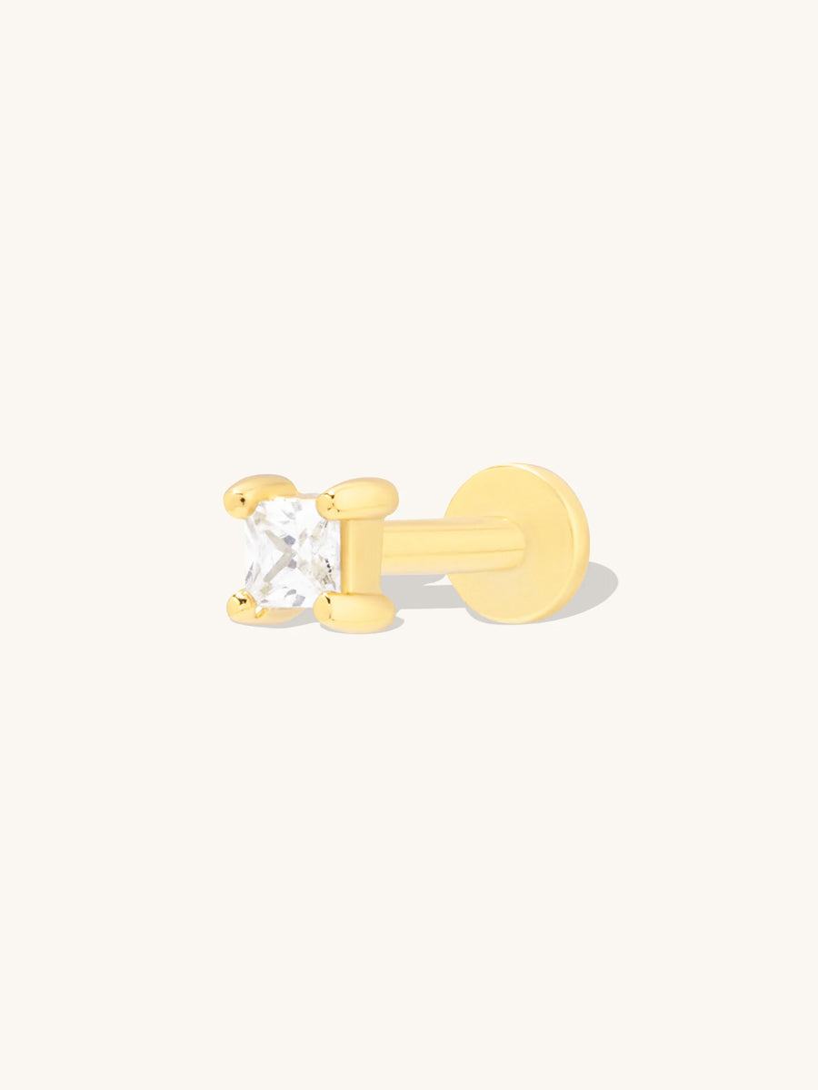 Princess Gold 2mm Flat Back Earring