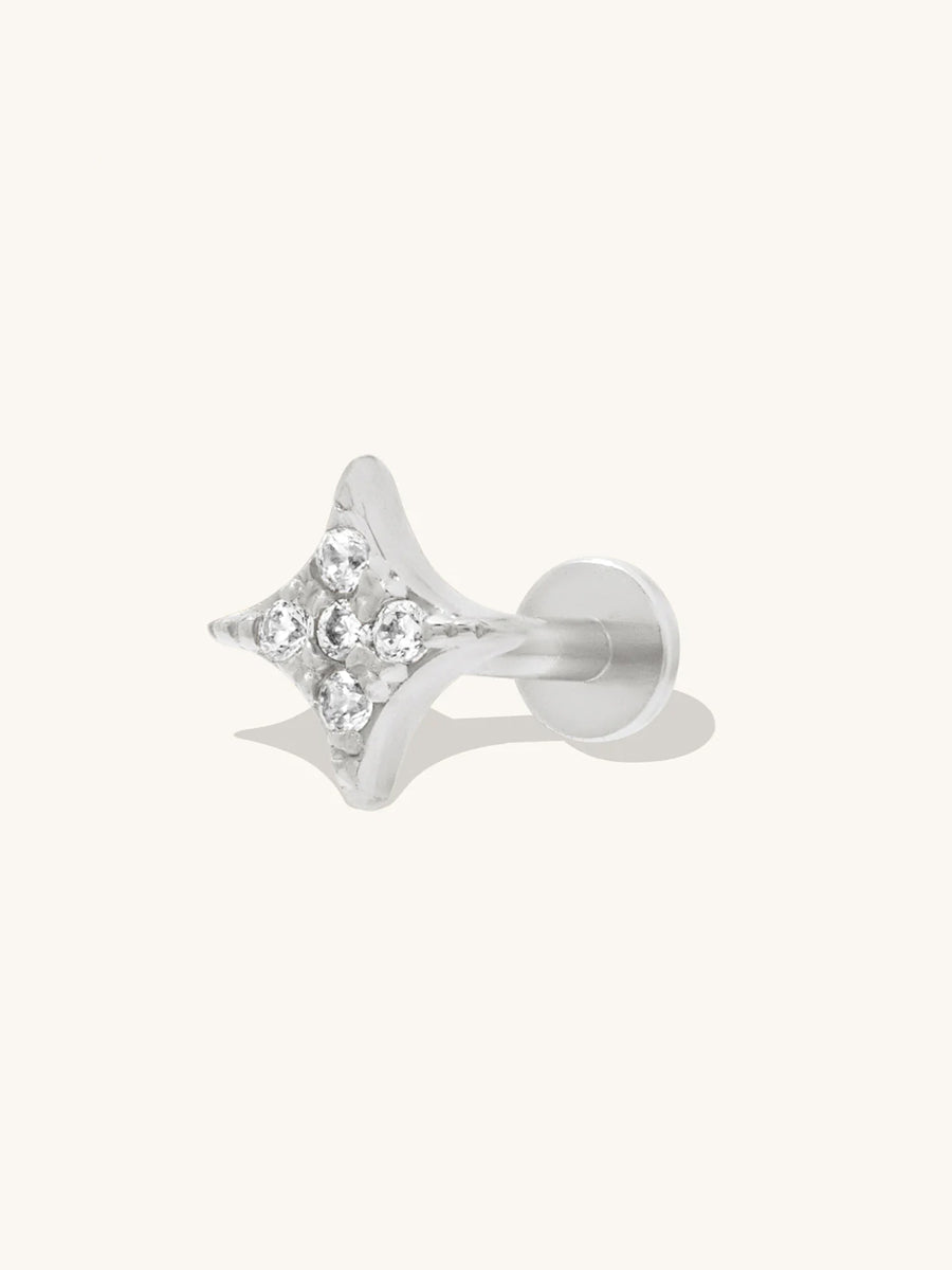 Sparkle Pave Silver Flat Back Earring