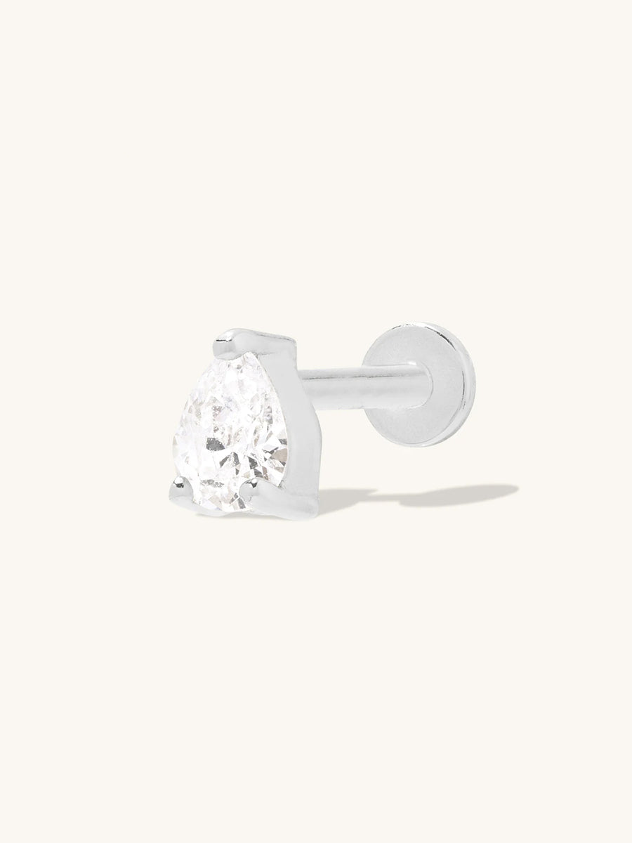 Teardrop Silver 3mm Flat Back Earring