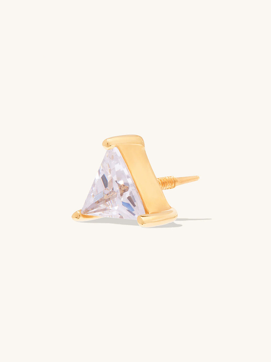 Triangle Diamante 14K Solid Gold Front Earring Stud