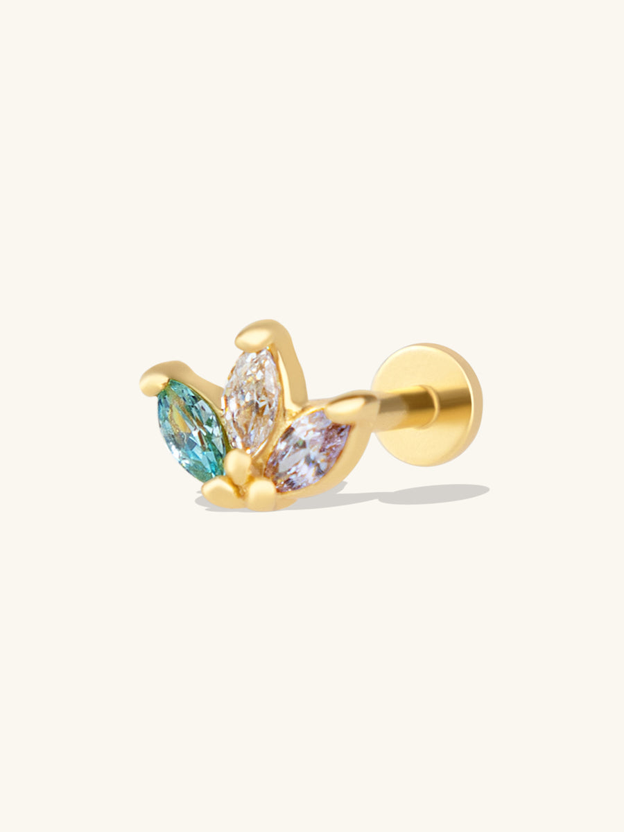 Trio Marquise Rainbow & Gold Flat Back Earring