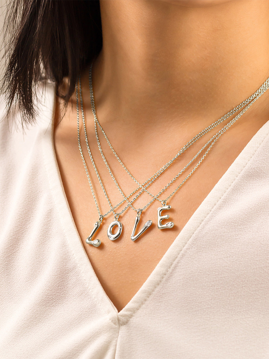 Alphabet Bubble Silver Necklace