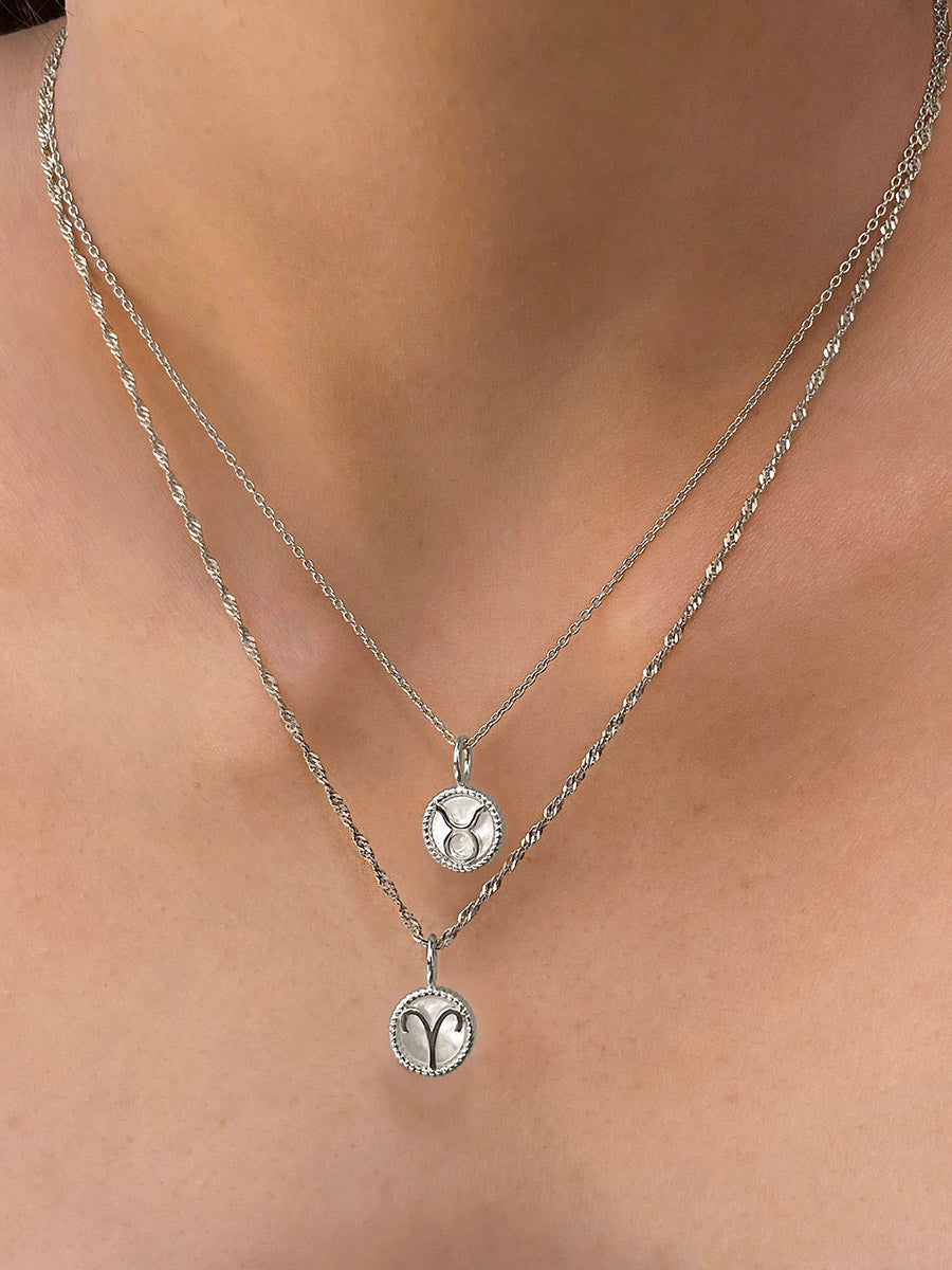 Aries Zodiac Mother of Pearl 925 Sterling Silver Pendant