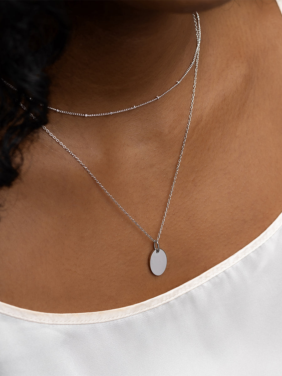 Beaded Chain Silver Necklace