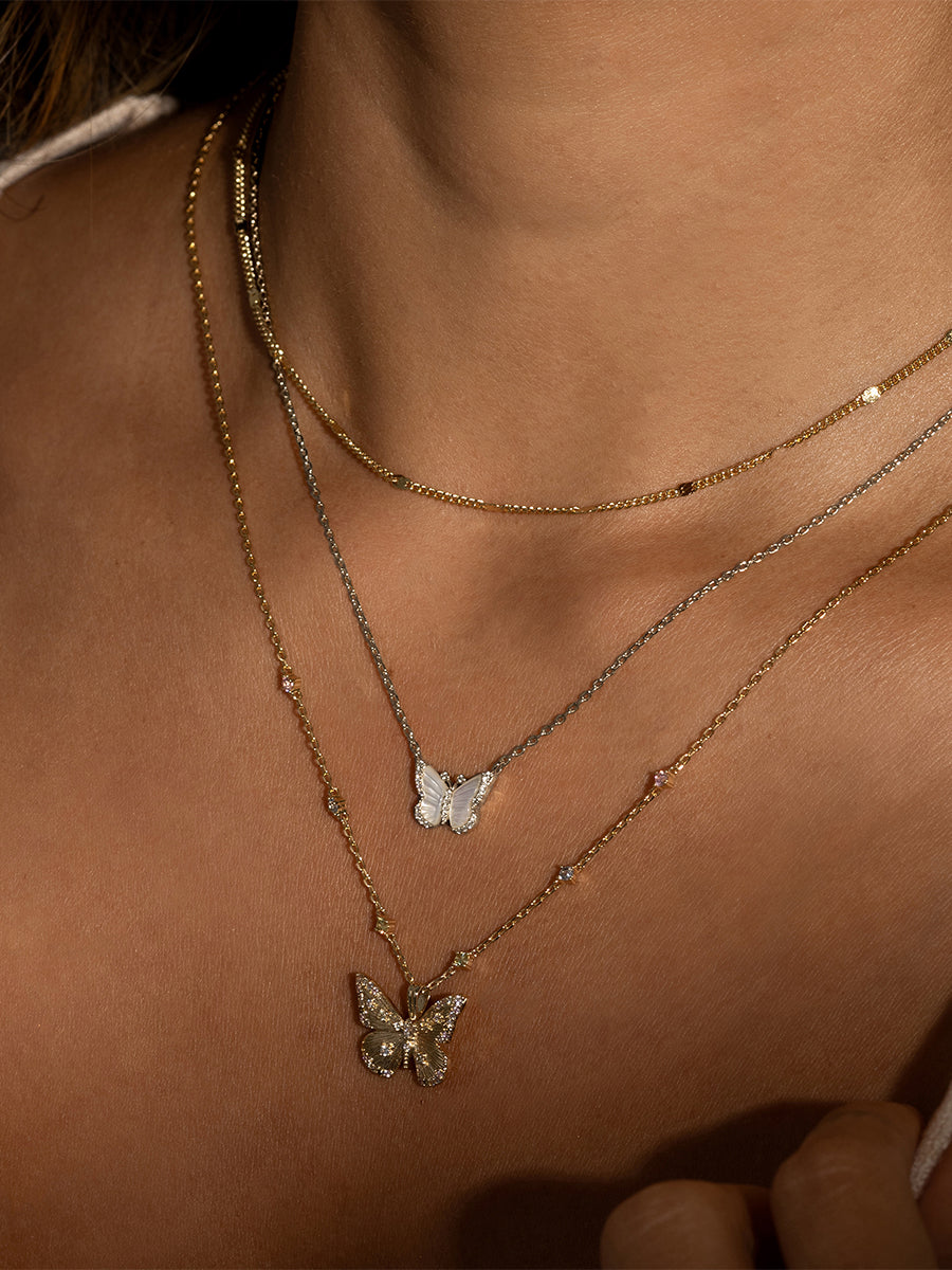 Butterfly Pearl & Silver Necklace