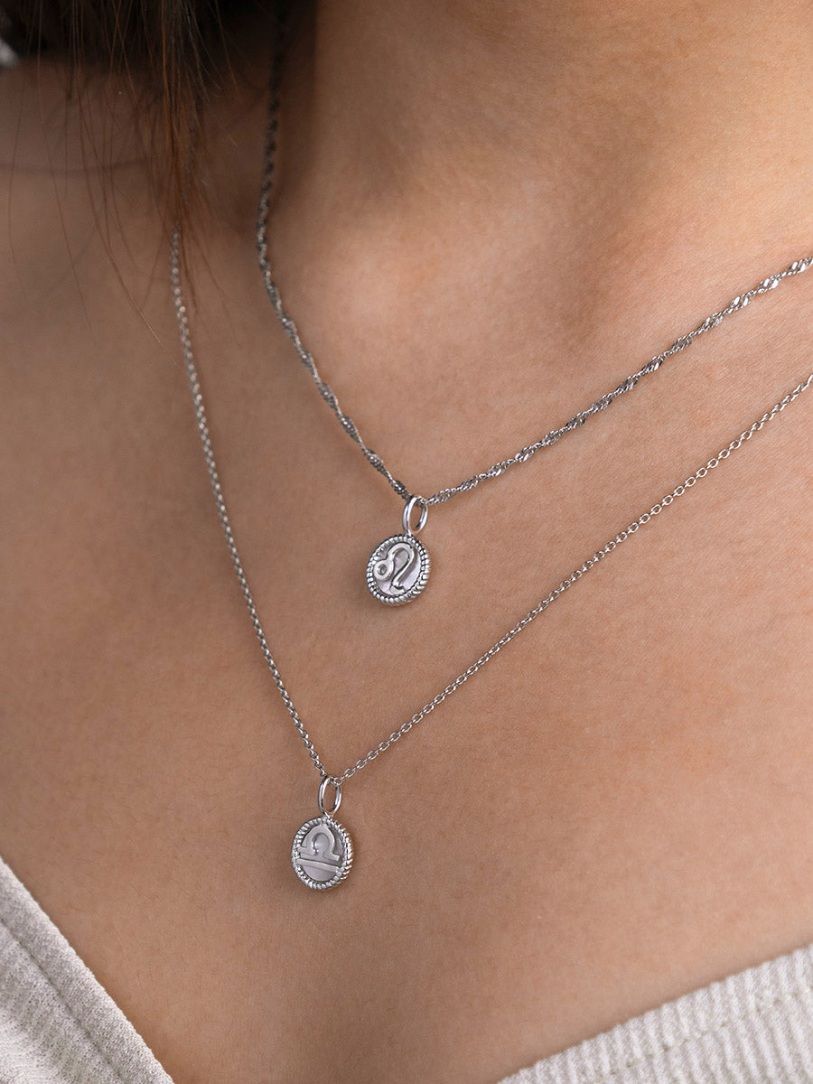 Libra Zodiac Mother of Pearl 925 Sterling Silver Pendant
