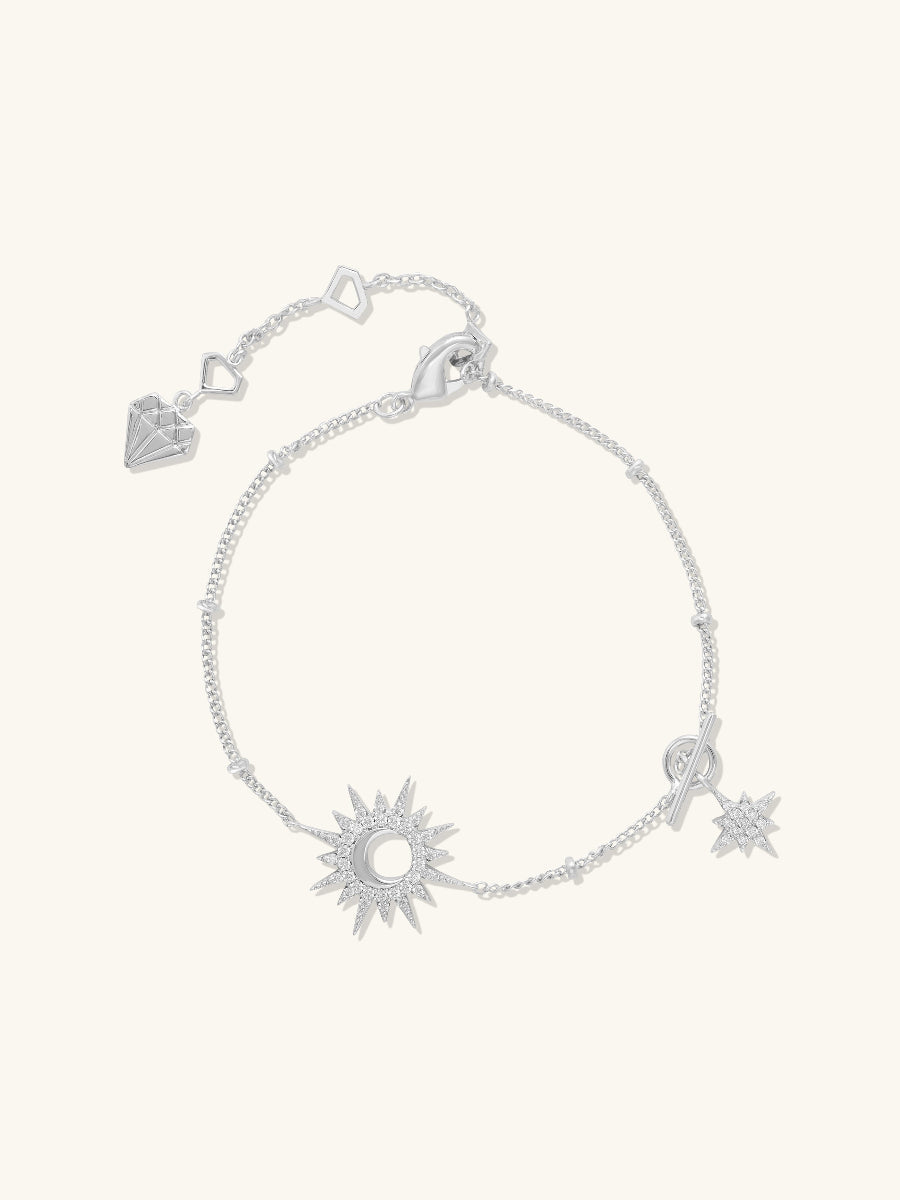 Sunlit Crescent Silver Bracelet