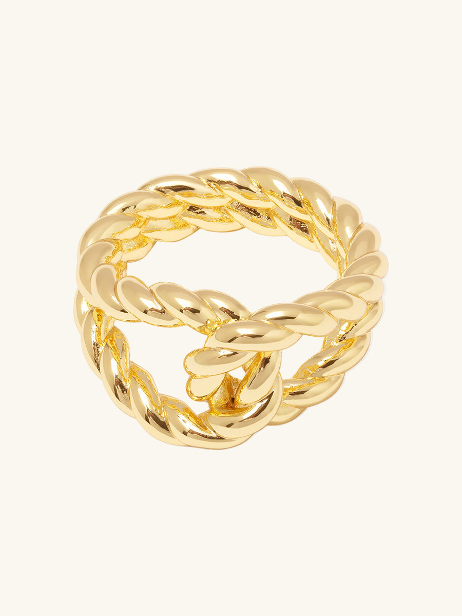 Ribbed Knot Gold Ring