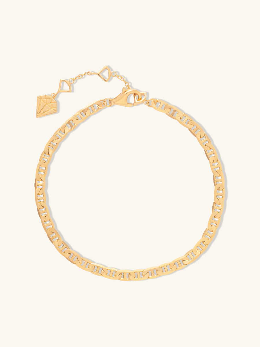 Figaro Link Chain 14K Gold Vermeil Bracelet
