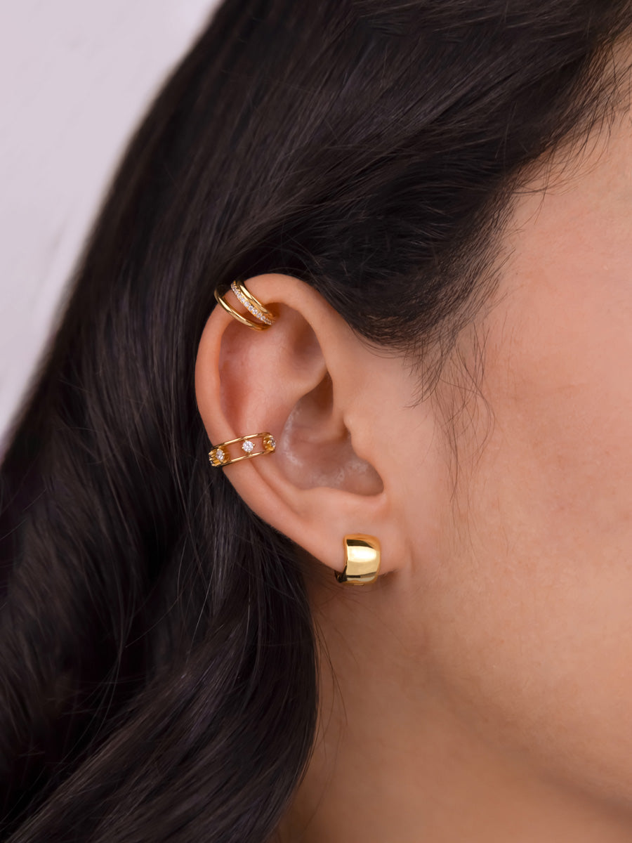 Classic Bold Gold 7mm Baby Huggie Earrings