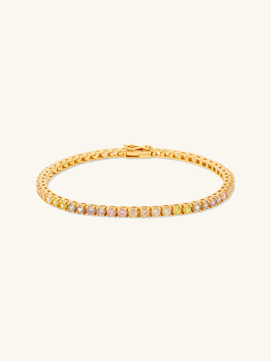 Pave 14K Gold Vermeil Rainbow Tennis Bracelet