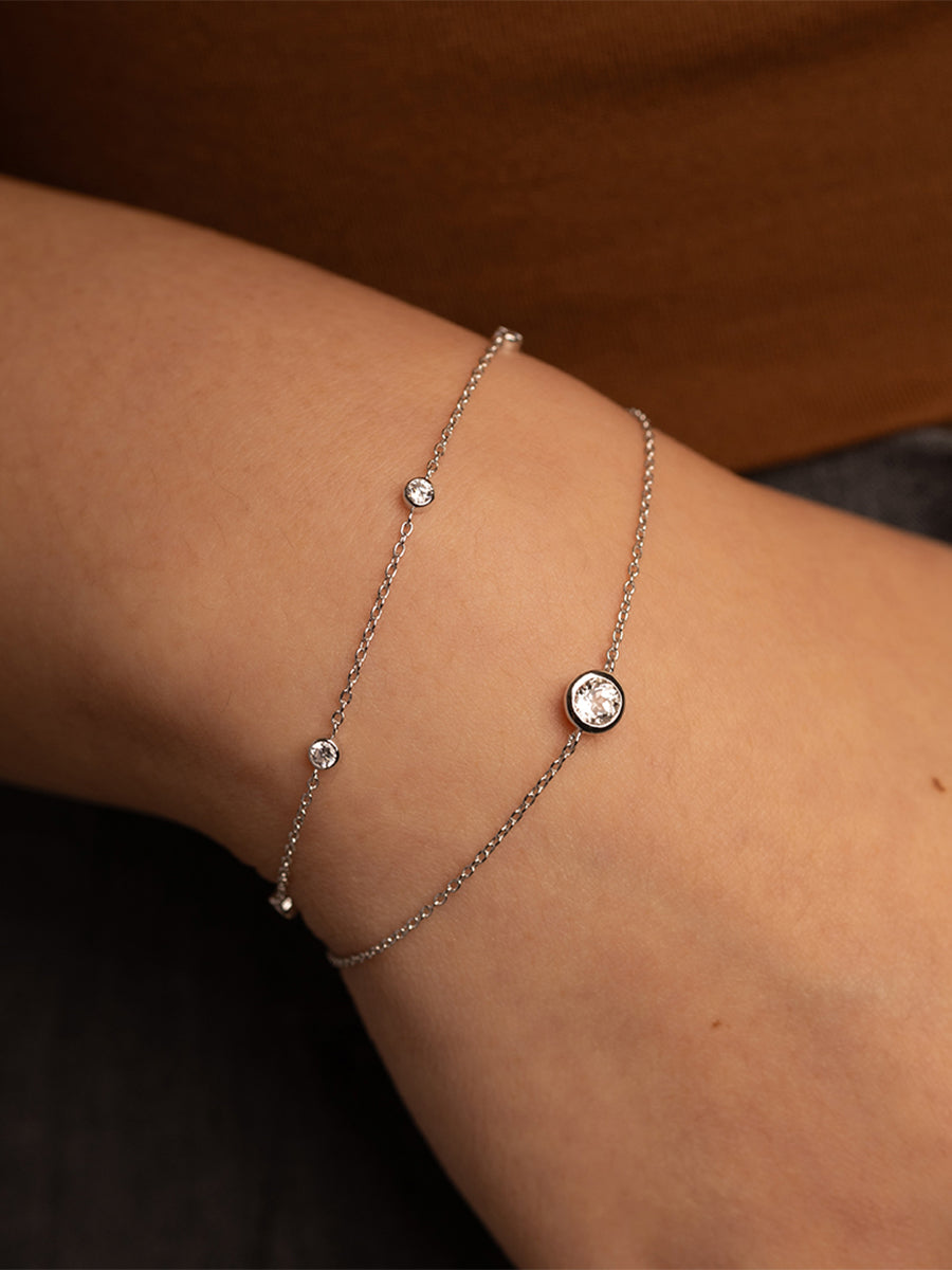Brilliant Bezel 925 Sterling Silver Bracelet