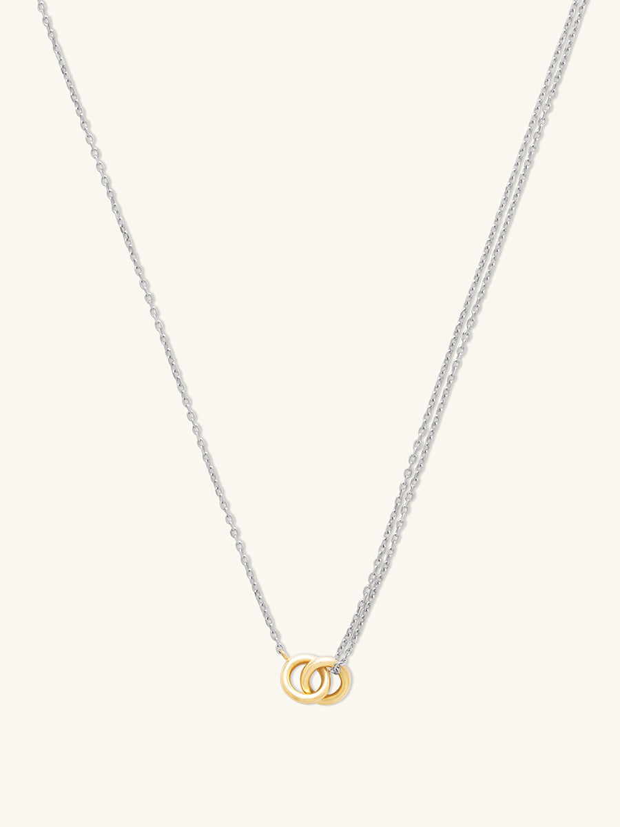 Double Link 14K Solid Gold Necklace