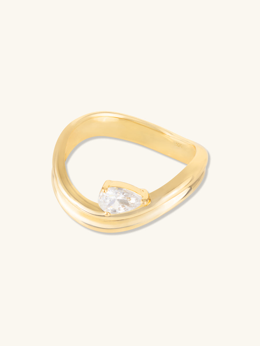 Flow Diamante Triple Band 14K Gold Vermeil Ring