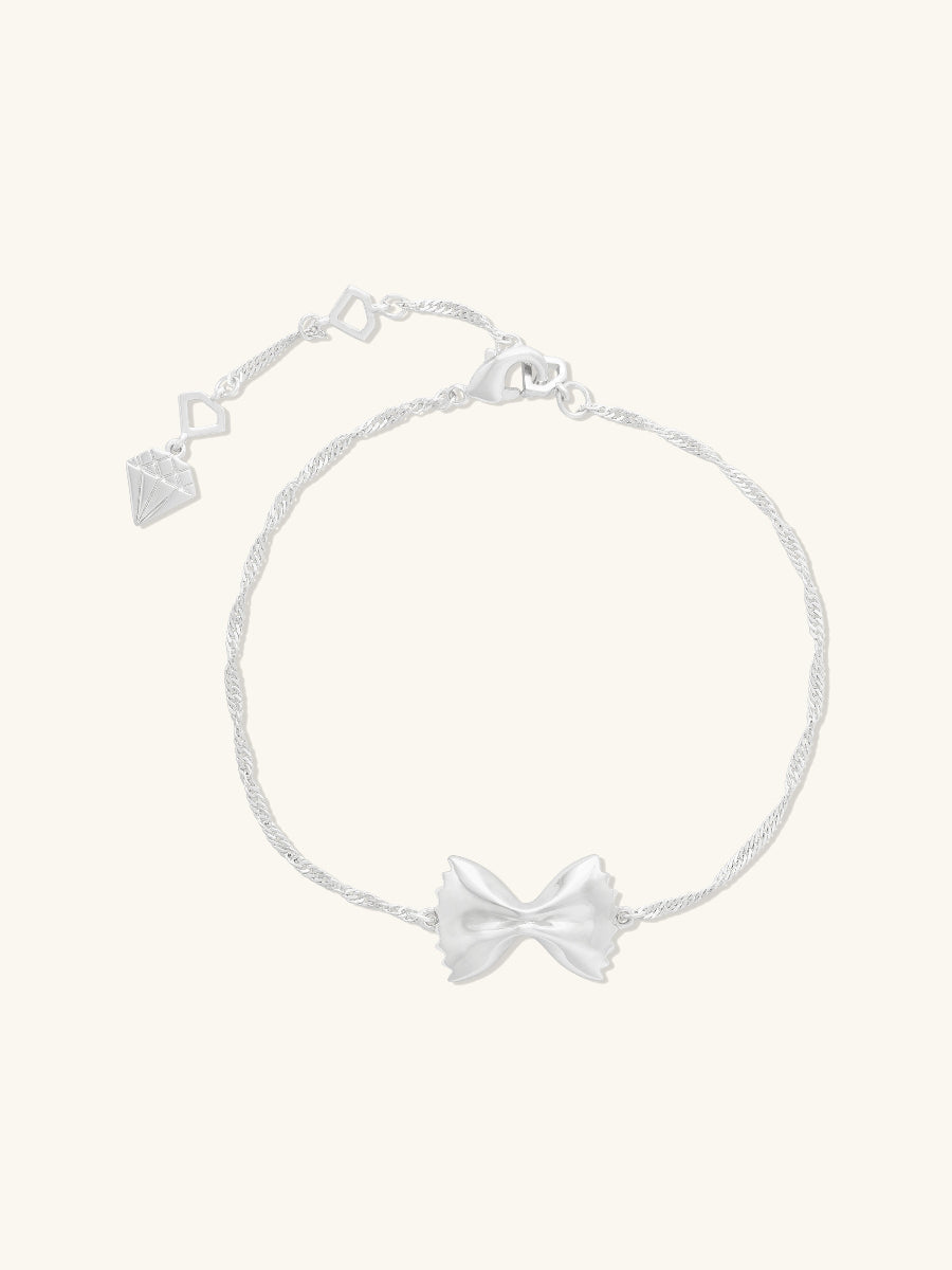 Bow Tie Pasta Silver Bracelet