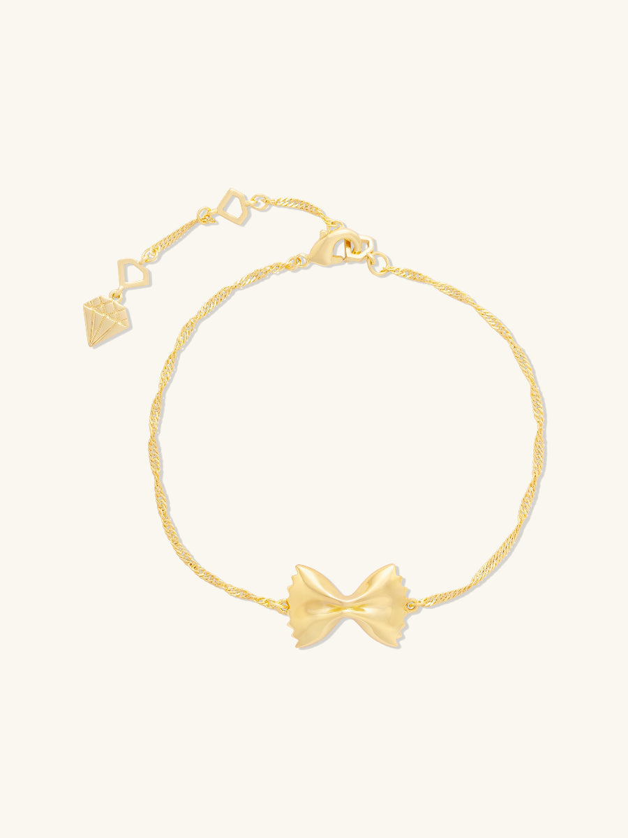 Bow Tie Pasta Gold Bracelet