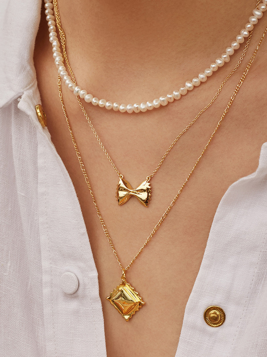 Bow Tie Pasta Gold Necklace