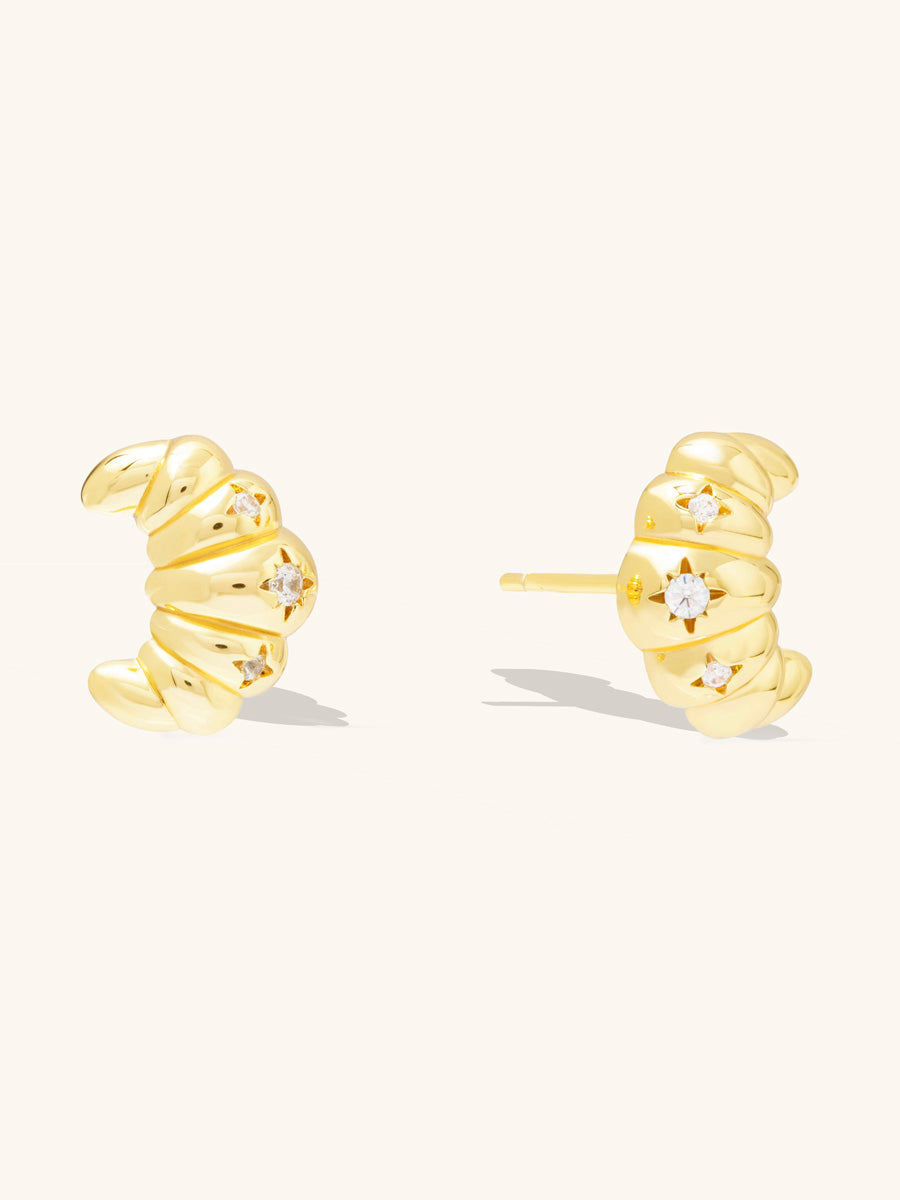 Croissant Gold Stud Earrings