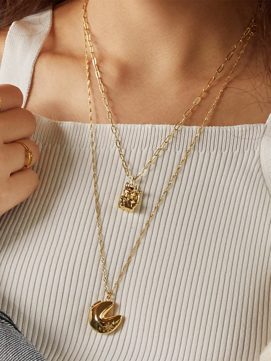 Lucky Cat Gold Necklace