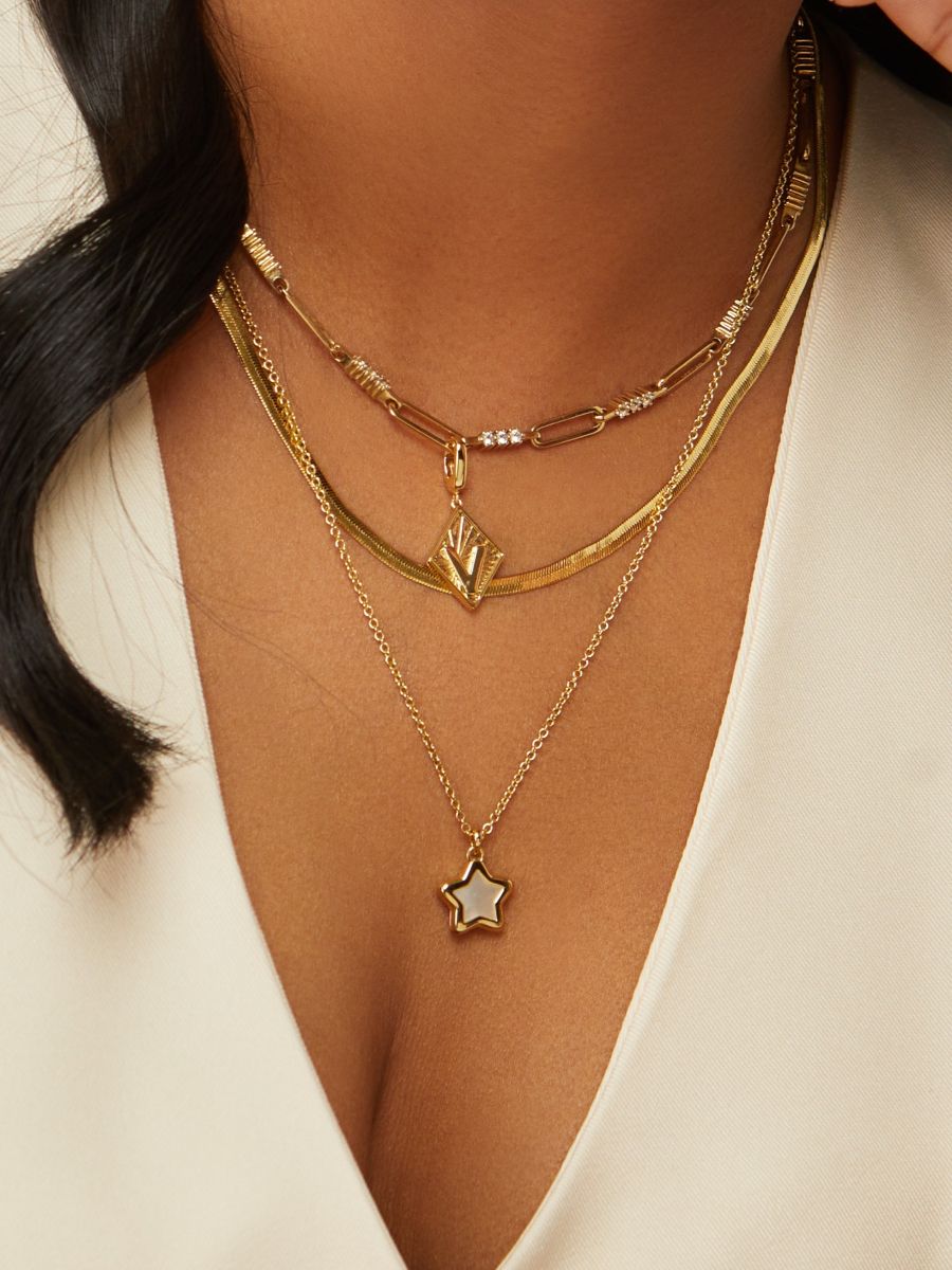 Star Pearl & Gold Locket Necklace