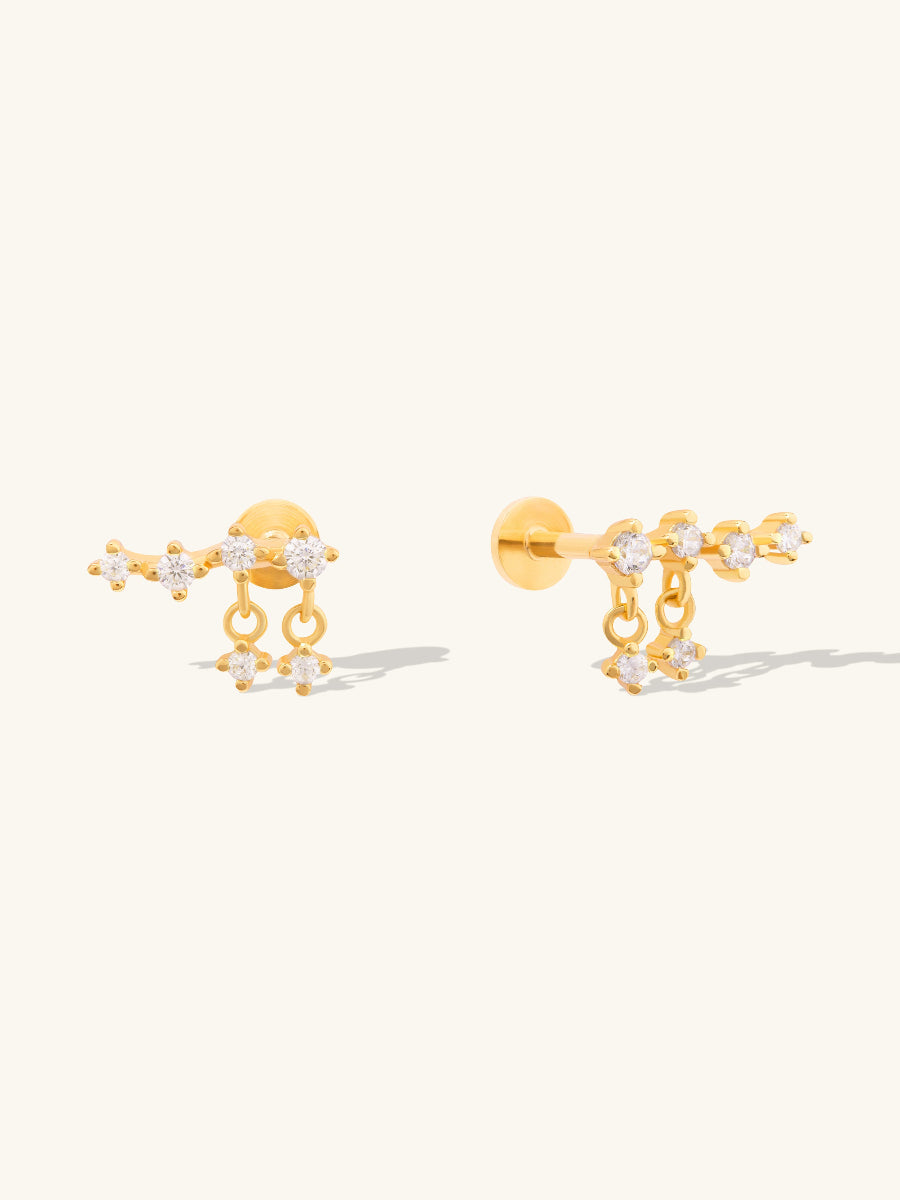 Brilliant Gems 14K Gold Vermeil Flat Back Earrings