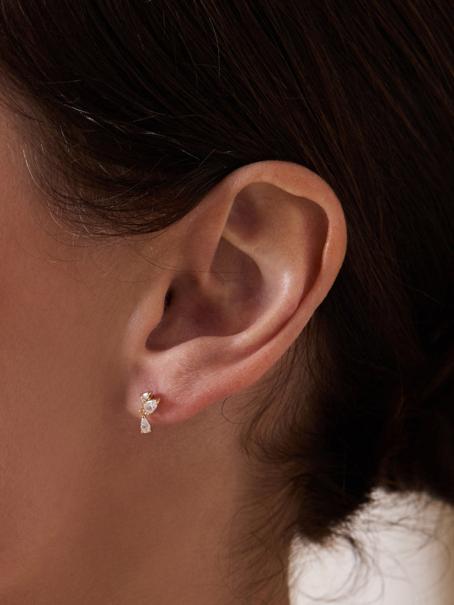 Teardrop Gems 14K Gold Vermeil Flat Back Earrings