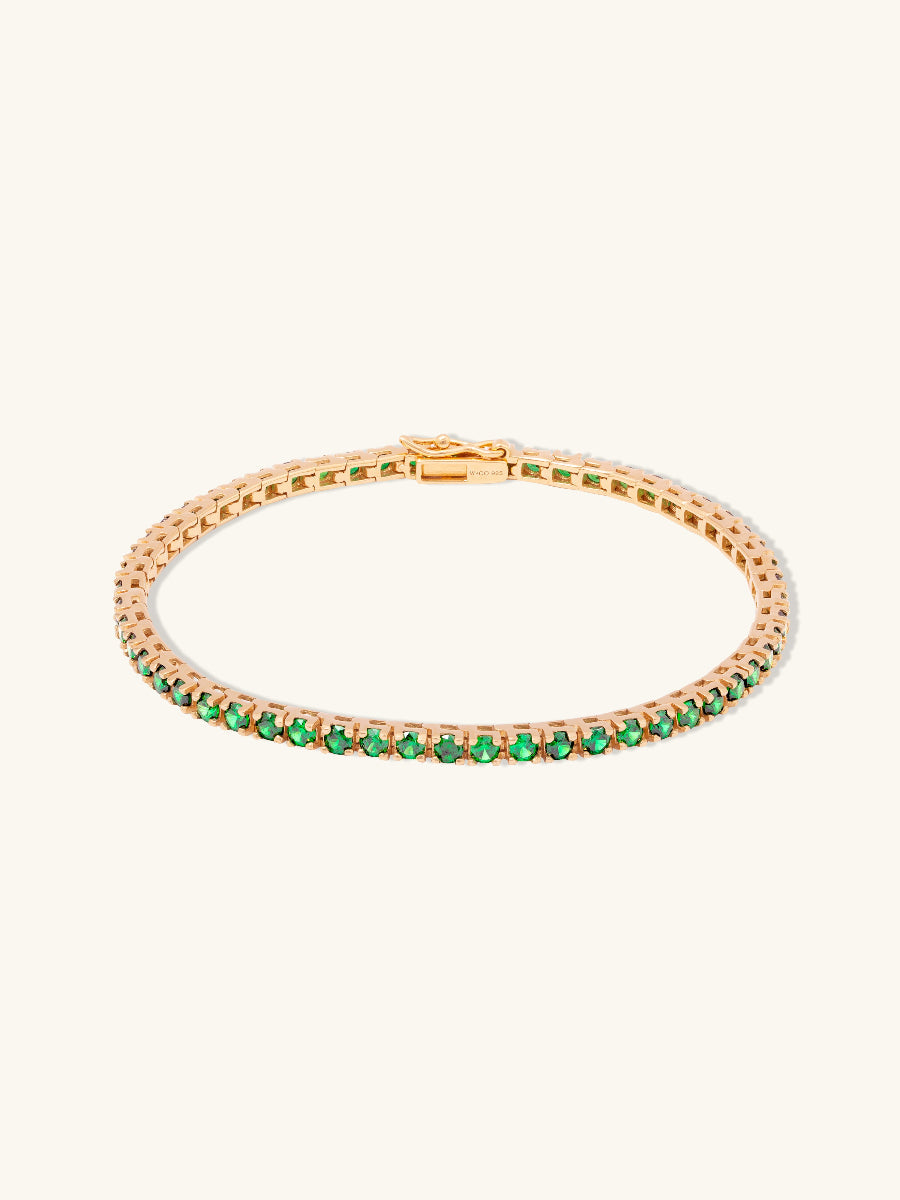 Pave 14K Gold Vermeil Emerald Tennis Bracelet