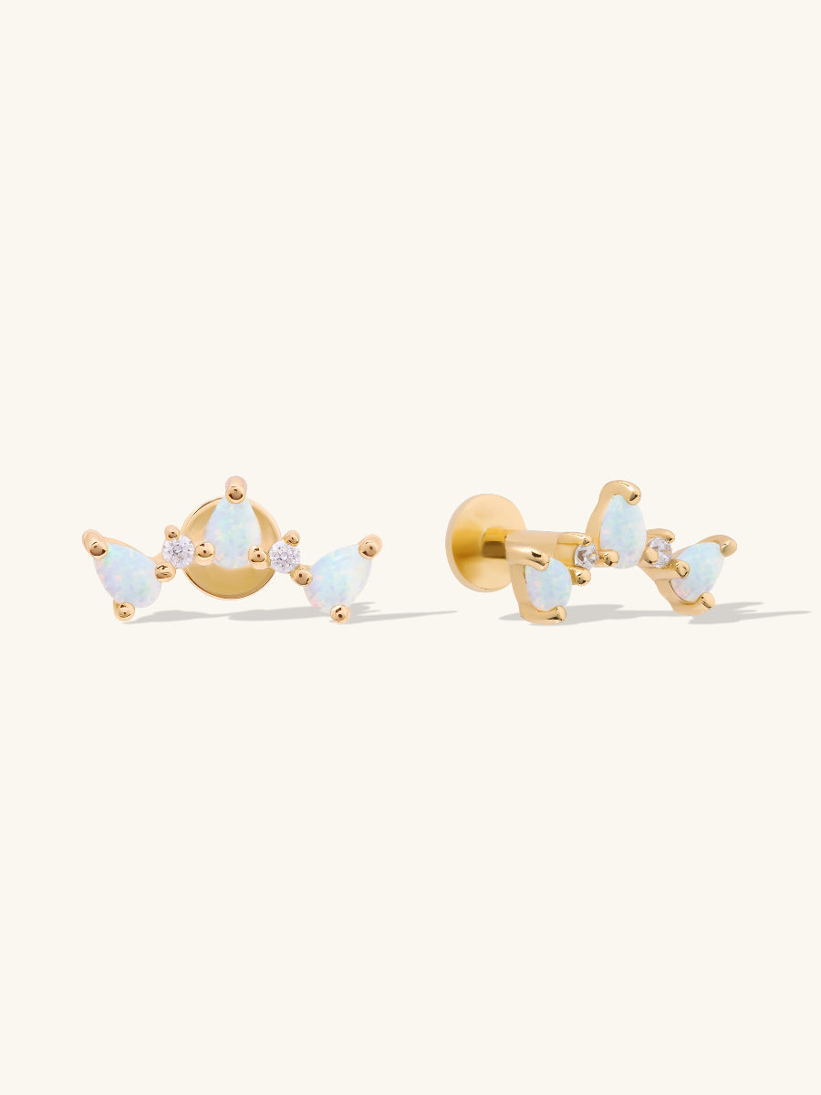 Trio Opal 14K Gold Vermeil Flat Back Earrings
