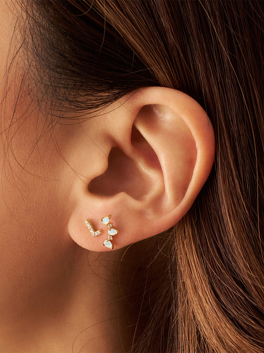 Trio Opal 14K Gold Vermeil Flat Back Earrings