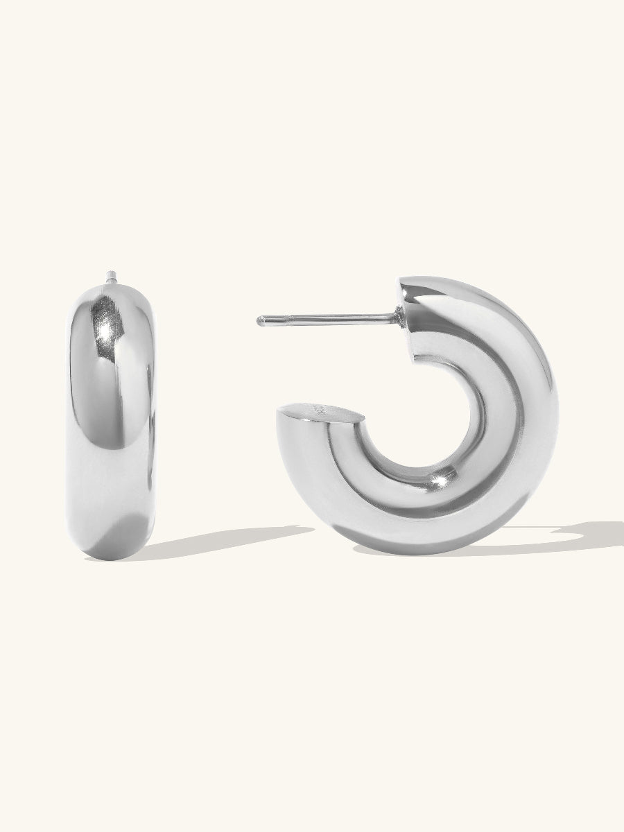 Hailey Nano Hoop 9mm Silver Earrings