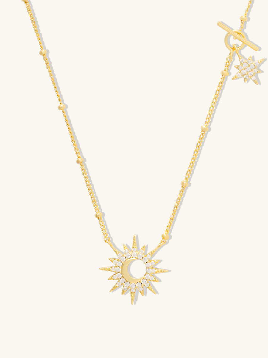 Sunlit Crescent Gold Necklace
