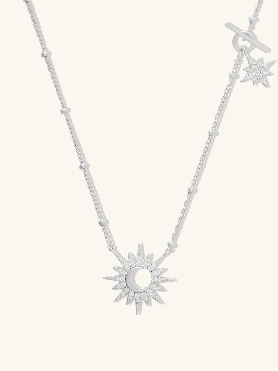 Sunlit Crescent Silver Necklace
