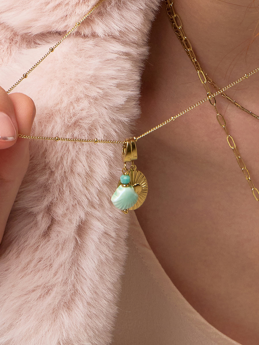 Clam Shell Ceramic Jade Charm