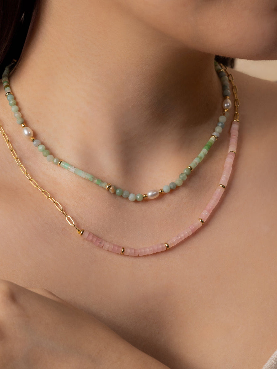 Rose Quartz Blush Gold Necklace