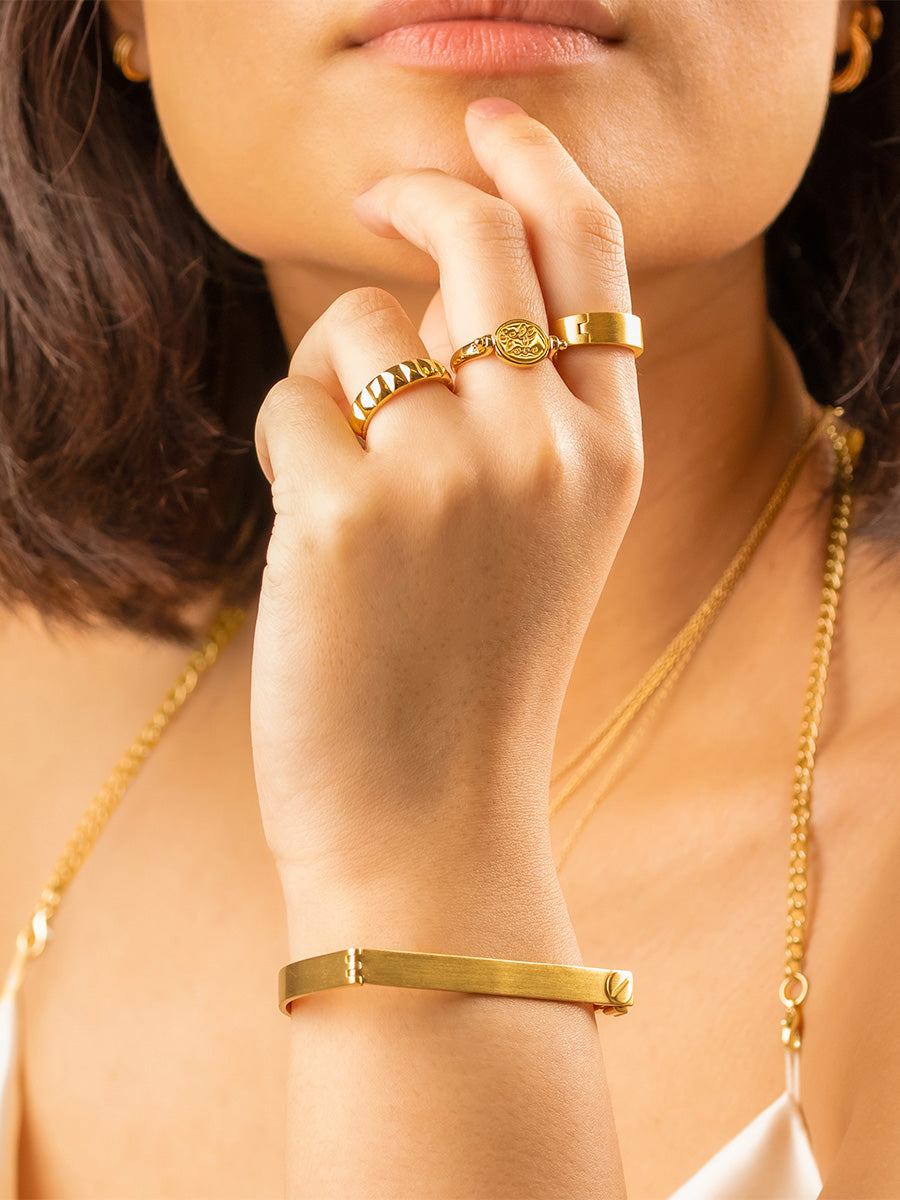 Checker 14K Gold Vermeil Ring