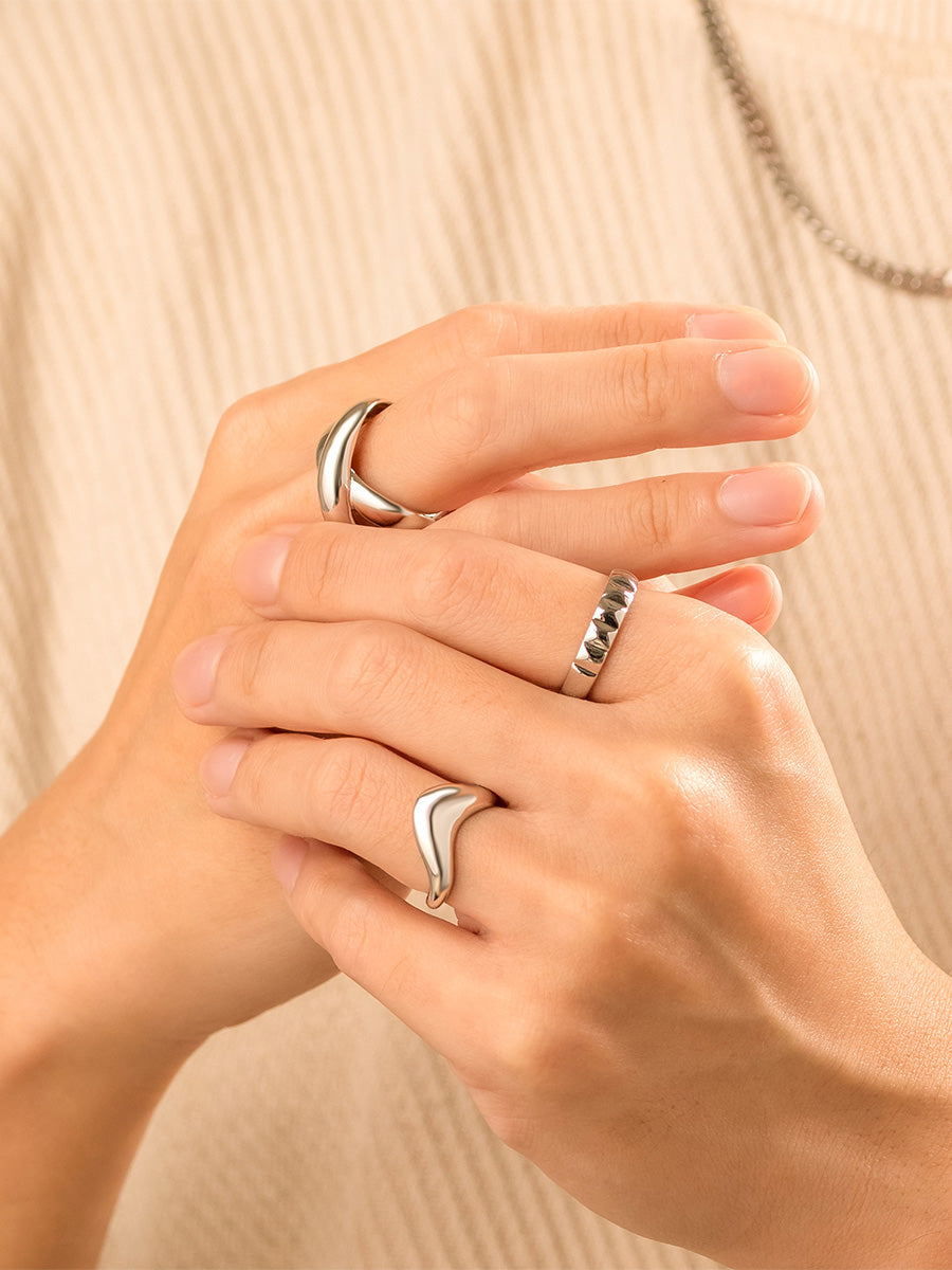 Checker 925 Sterling Silver Ring