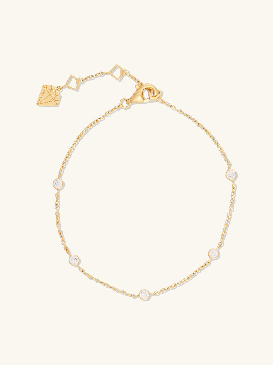 Multi Brilliant Bezel 14K Gold Vermeil Bracelet