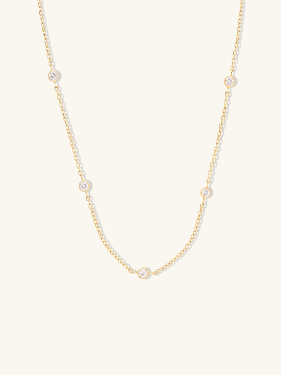Multi Brilliant Bezel 14K Gold Vermeil Necklace