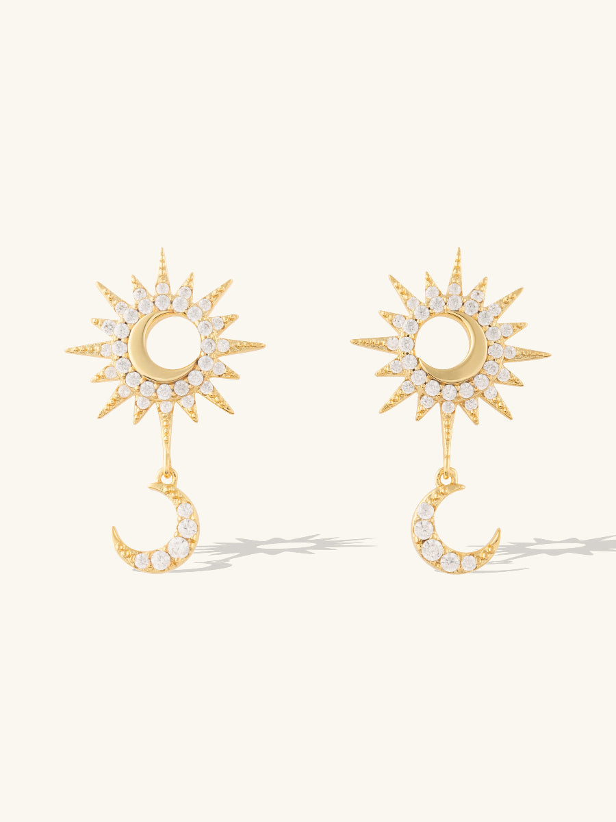 Sunlit Crescent Gold Drop Earrings