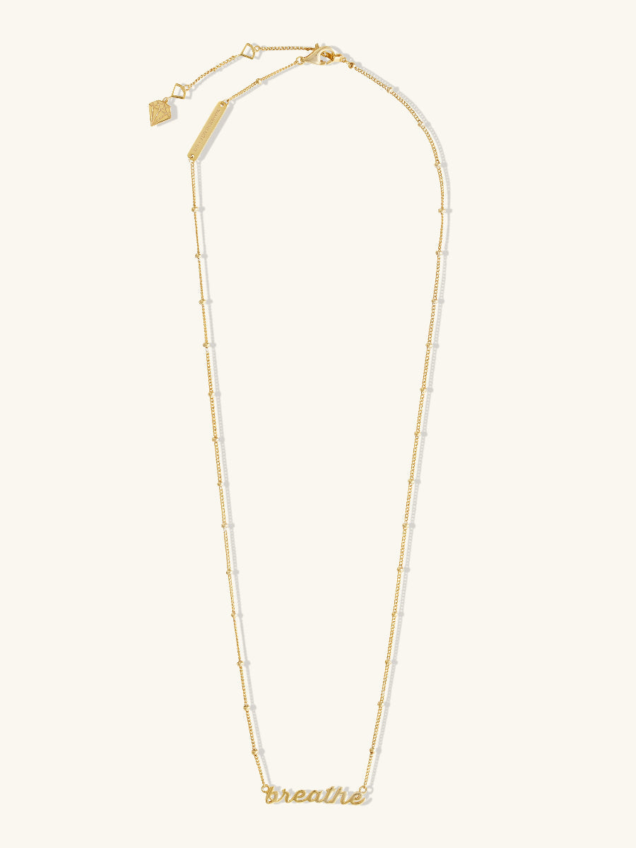 14K Gold Vermeil Nameplate Necklace With Beaded Chain